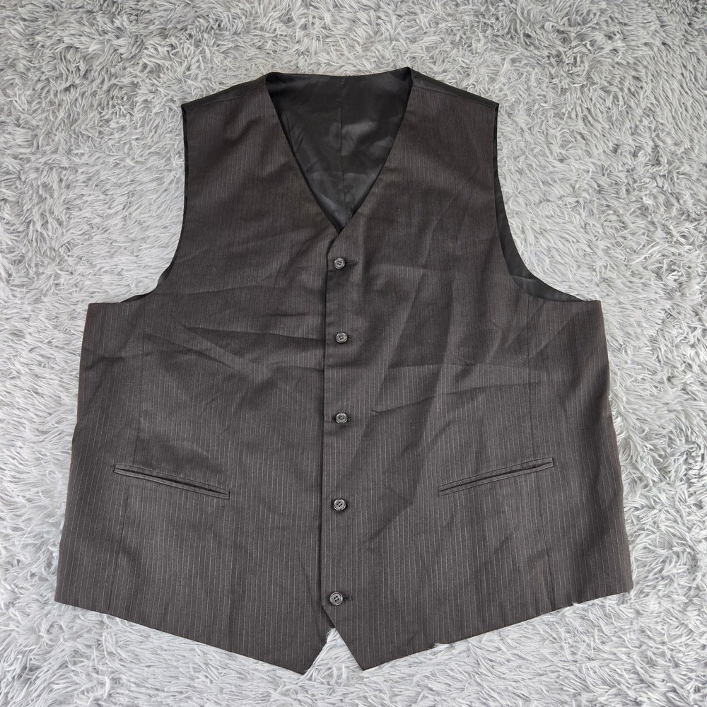 Unbranded‎ Mens 52L Brown Pinstripe Adjustable Back Formal Suit Vest